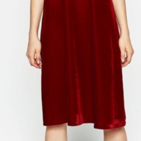 Zara NWOT Velvet Red Slip Midi Dress Small - Picture 3 of 6